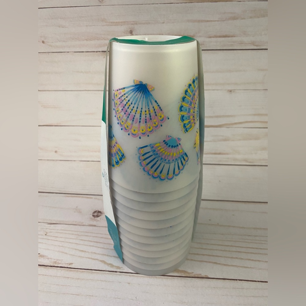 Pack Of 12 New Sigrid Olsen Seashell Reusable Tumblers Cups 16 oz BPA Free - Picture 2 of 5